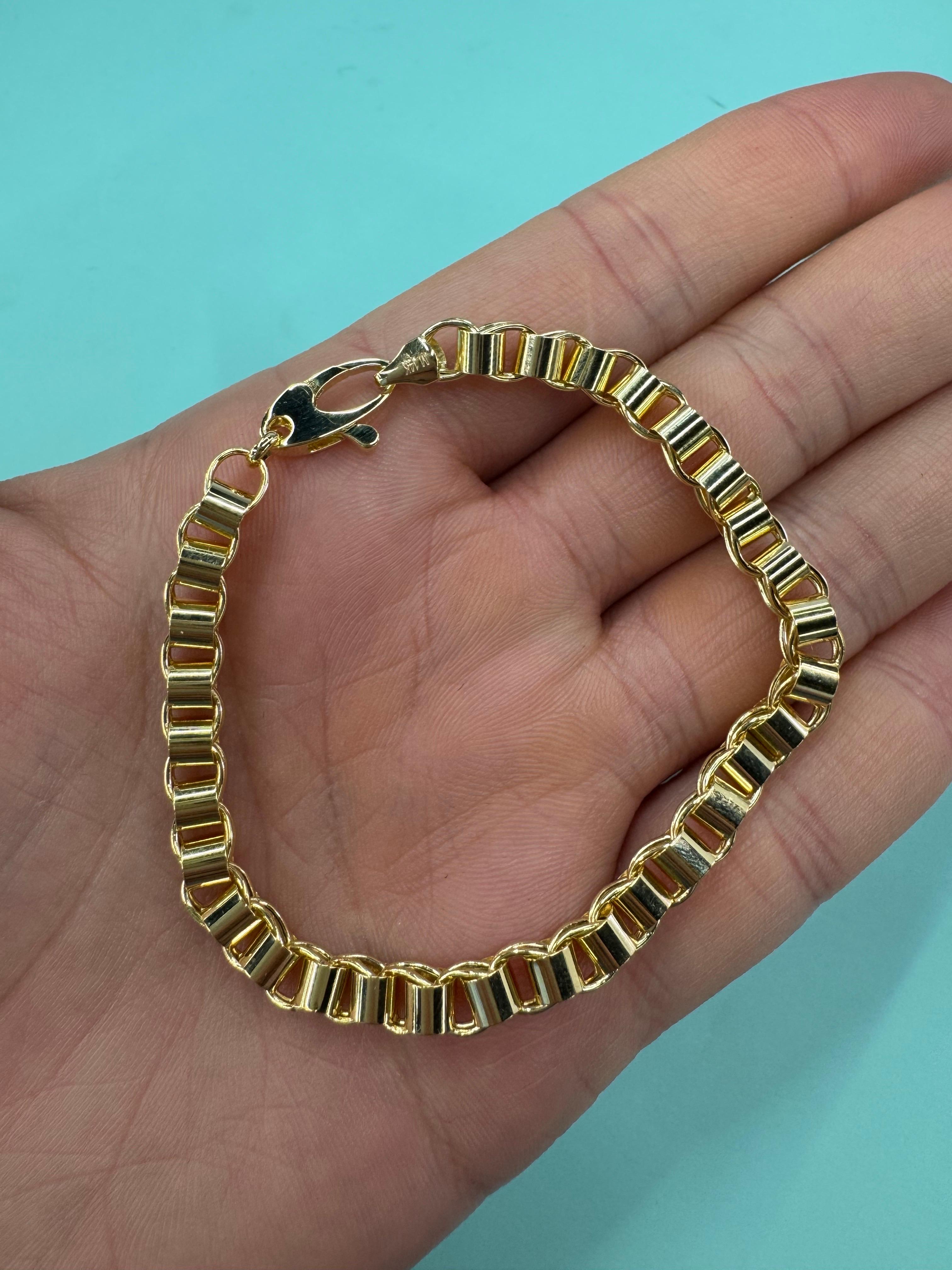 Bracelet à maillons emboîtés imbriqués en or jaune 14 carats 6,6 grammes assorti en vente 2