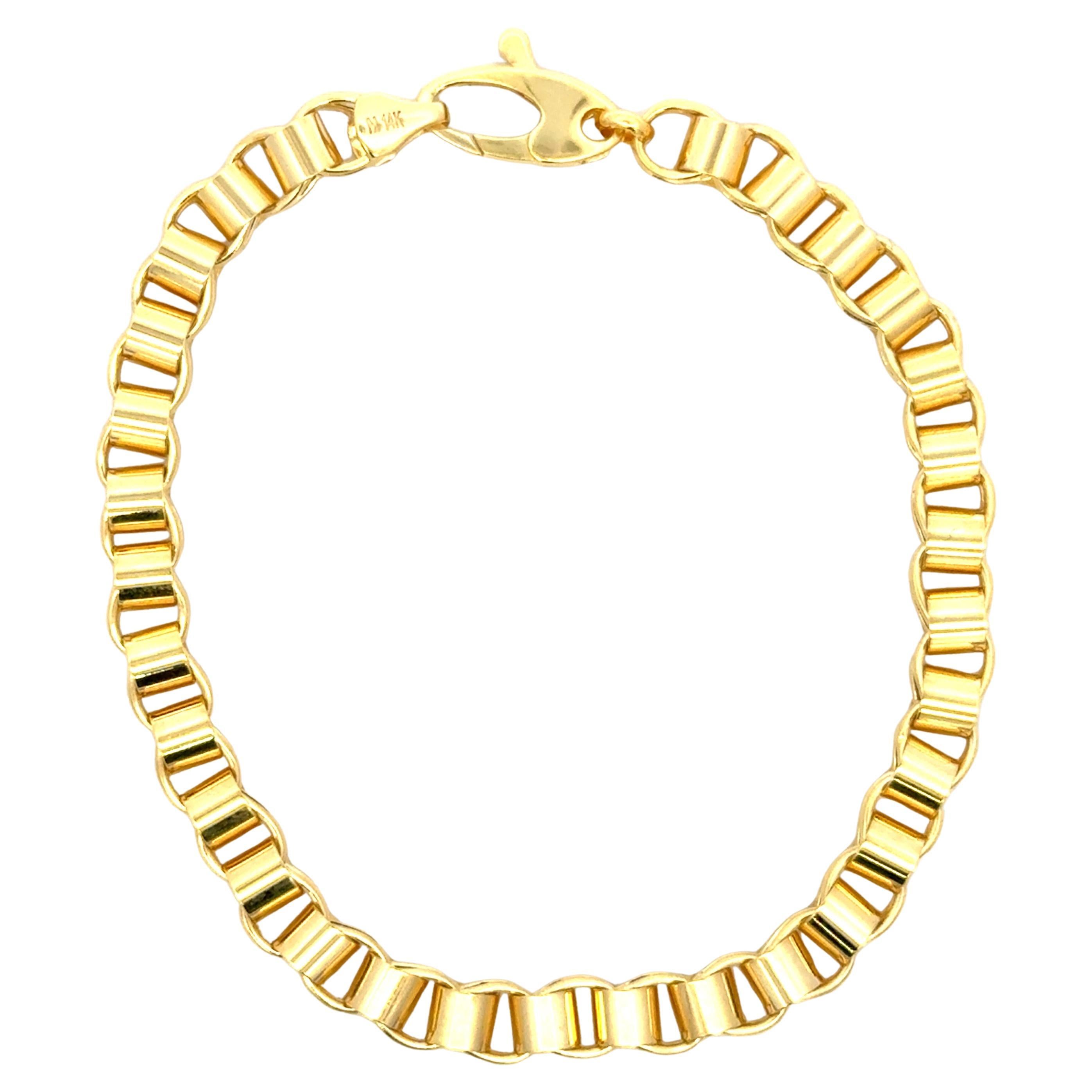 14 Karat Yellow Gold Interlocking Tube Link Bracelet 6.6 Grams Matching Necklace