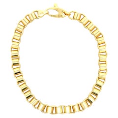 14 Karat Yellow Gold Interlocking Tube Link Bracelet 6.6 Grams Matching Necklace