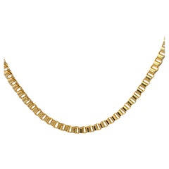 14 Karat Yellow Gold Interlocking Tube Link Necklace 16 Grams Matching Bracelet