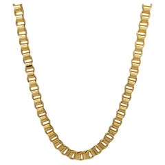 14 Karat Yellow Gold Interlocking Tube Link Necklace 16 Grams Matching Bracelet