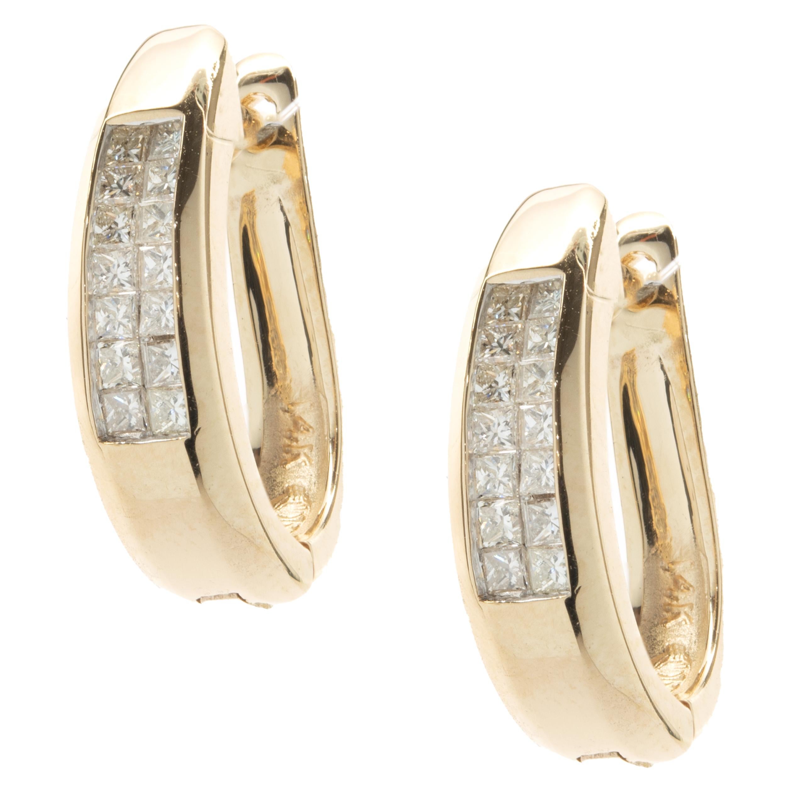 0.14 CTW Diamond & Bezel Set Opal Hoop Drop Earrings in 14K Yellow Gold main image 0