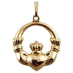 Vintage 14 Karat Yellow Gold Irish Claddagh Pendant #18888