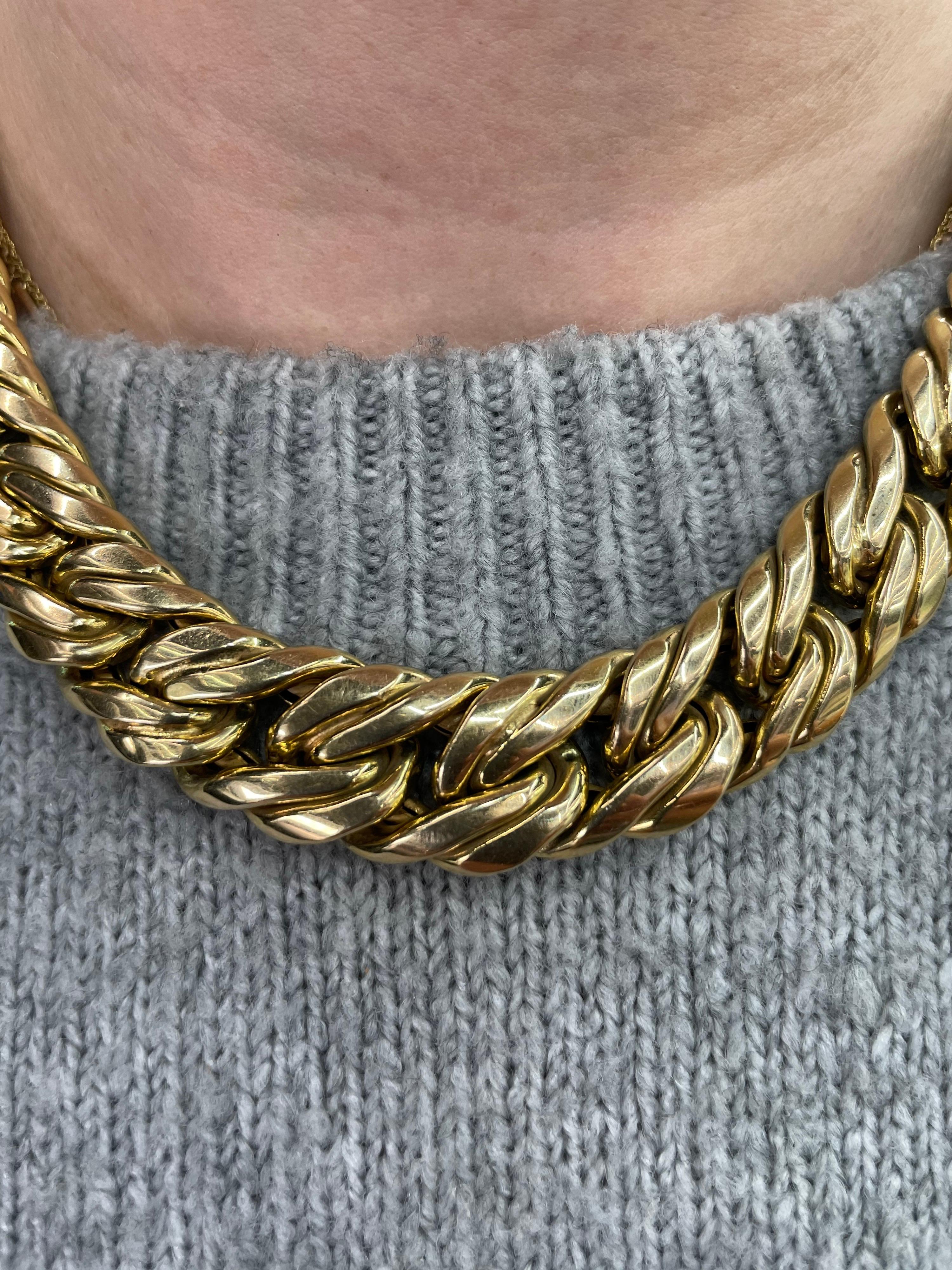 14 Karat Yellow Gold Italian Braided Link Necklace 56 Grams For Sale 2