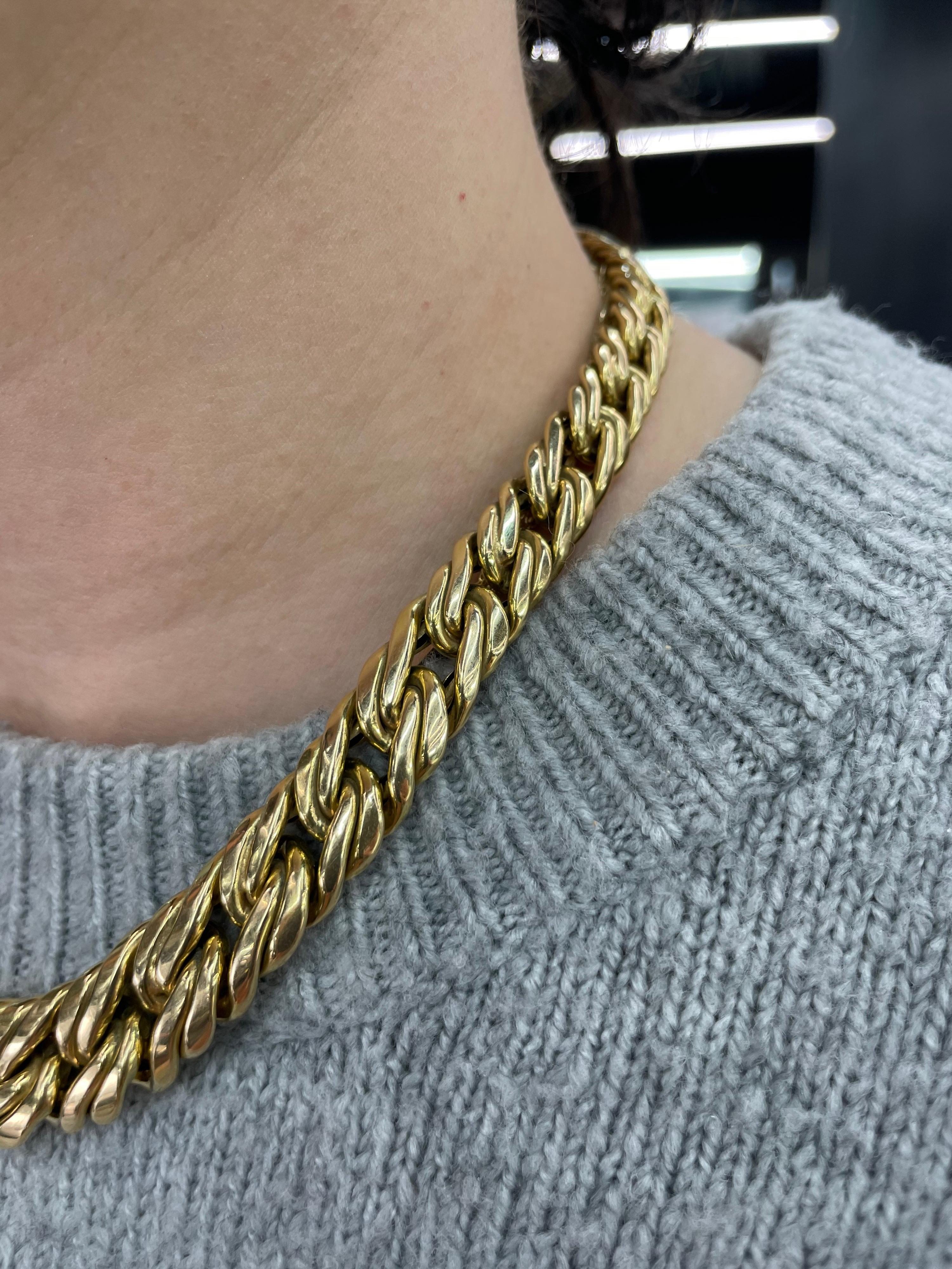 14 Karat Yellow Gold Italian Braided Link Necklace 56 Grams For Sale 3