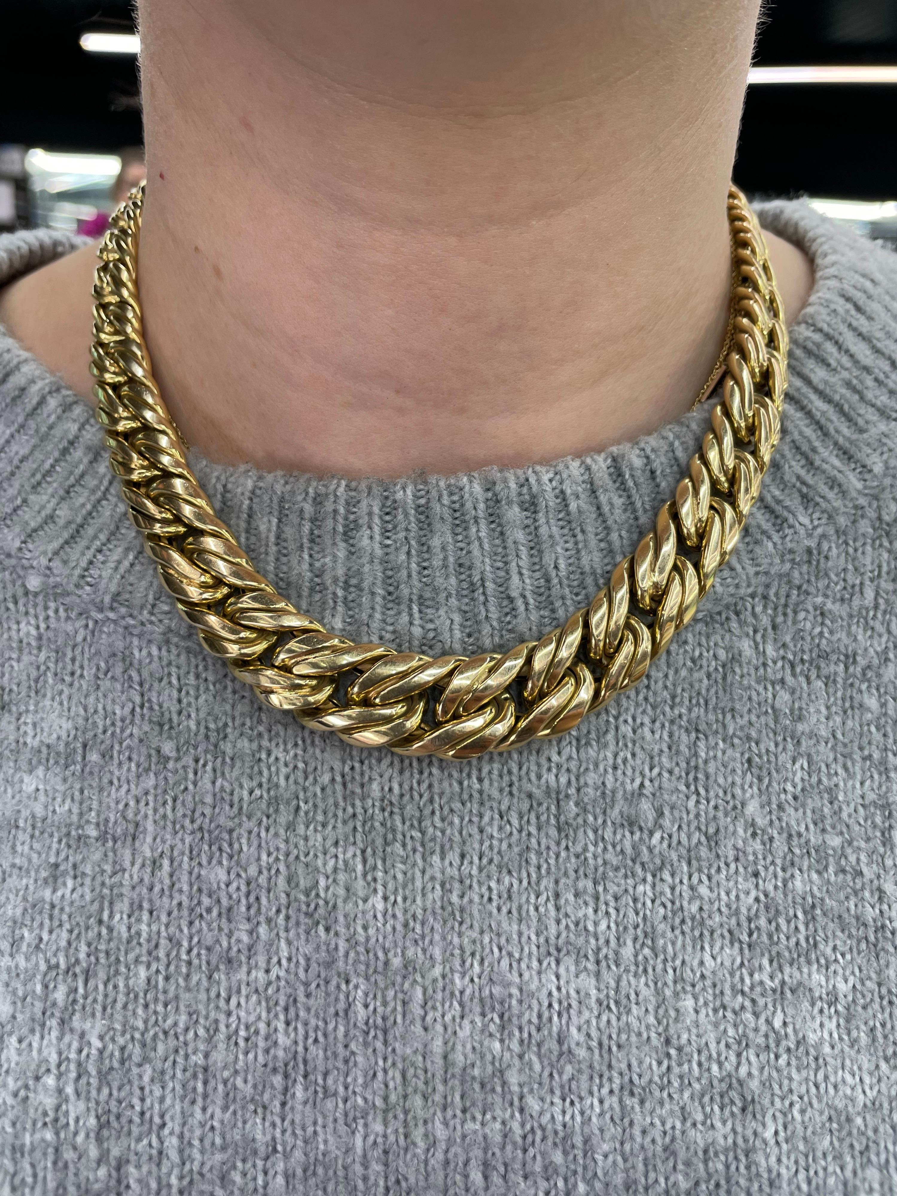 14 Karat Yellow Gold Italian Braided Link Necklace 56 Grams For Sale 4