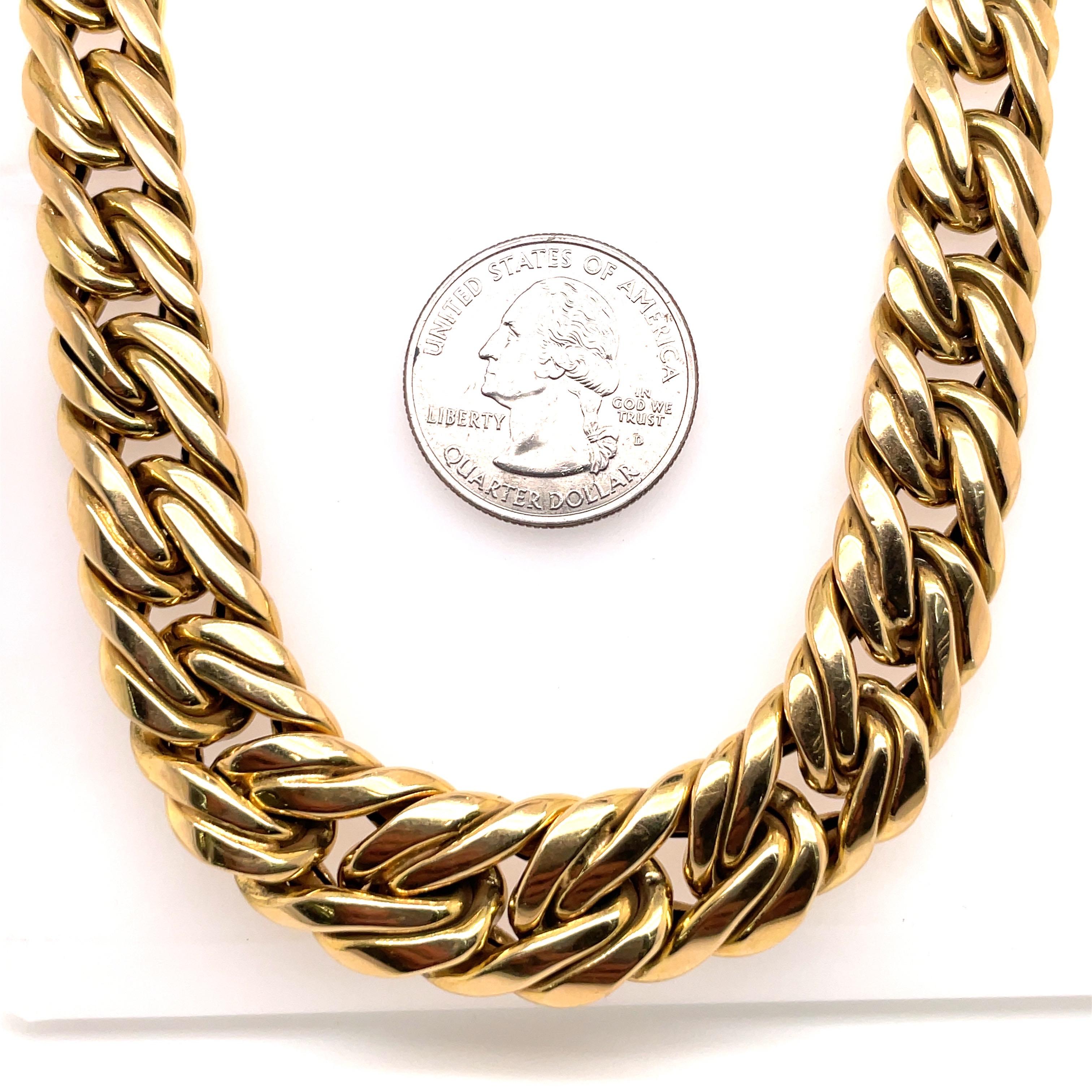 Contemporary 14 Karat Yellow Gold Italian Braided Link Necklace 56 Grams For Sale