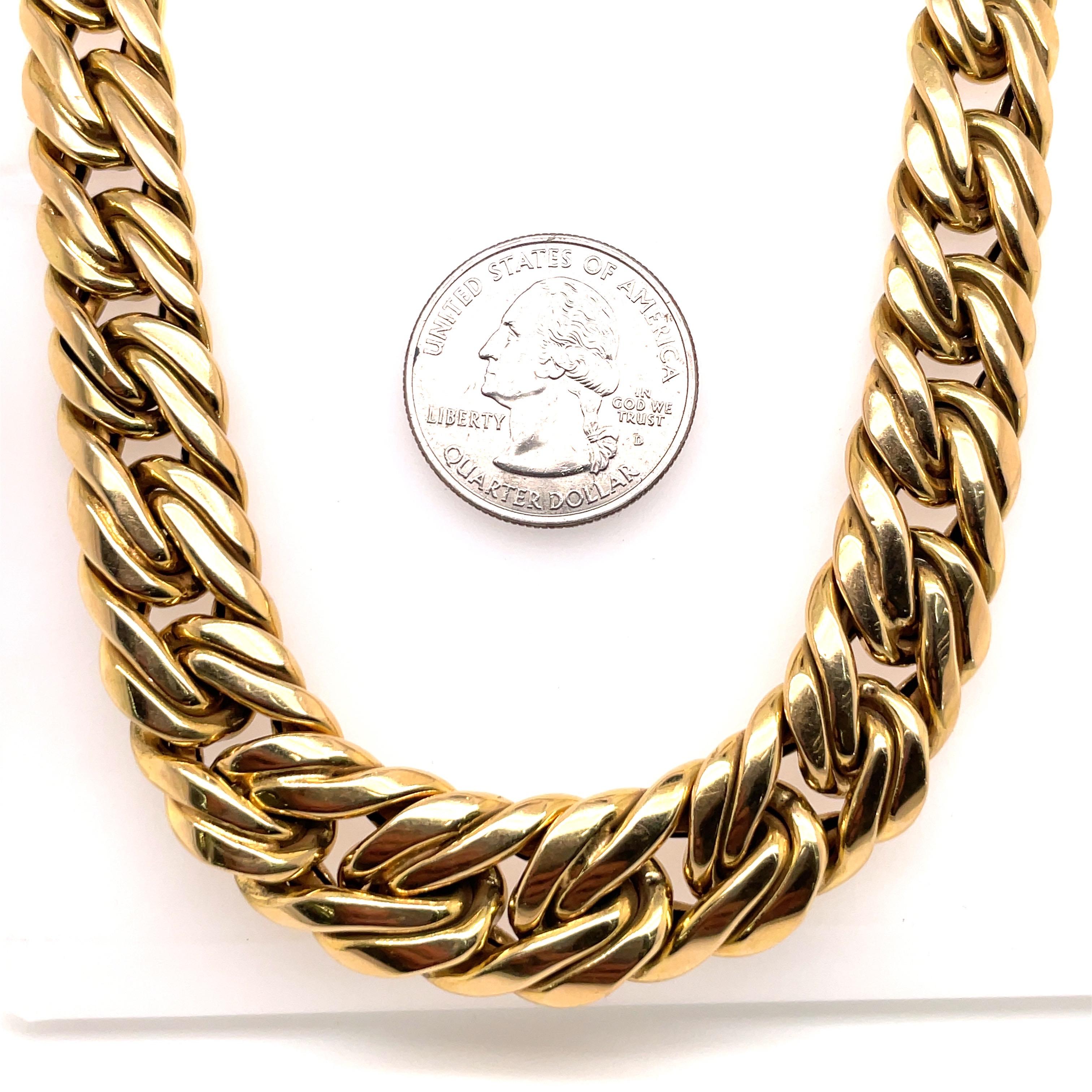 Contemporary 14 Karat Yellow Gold Graduated Braided Link Necklace 56 Grams Made in Italy