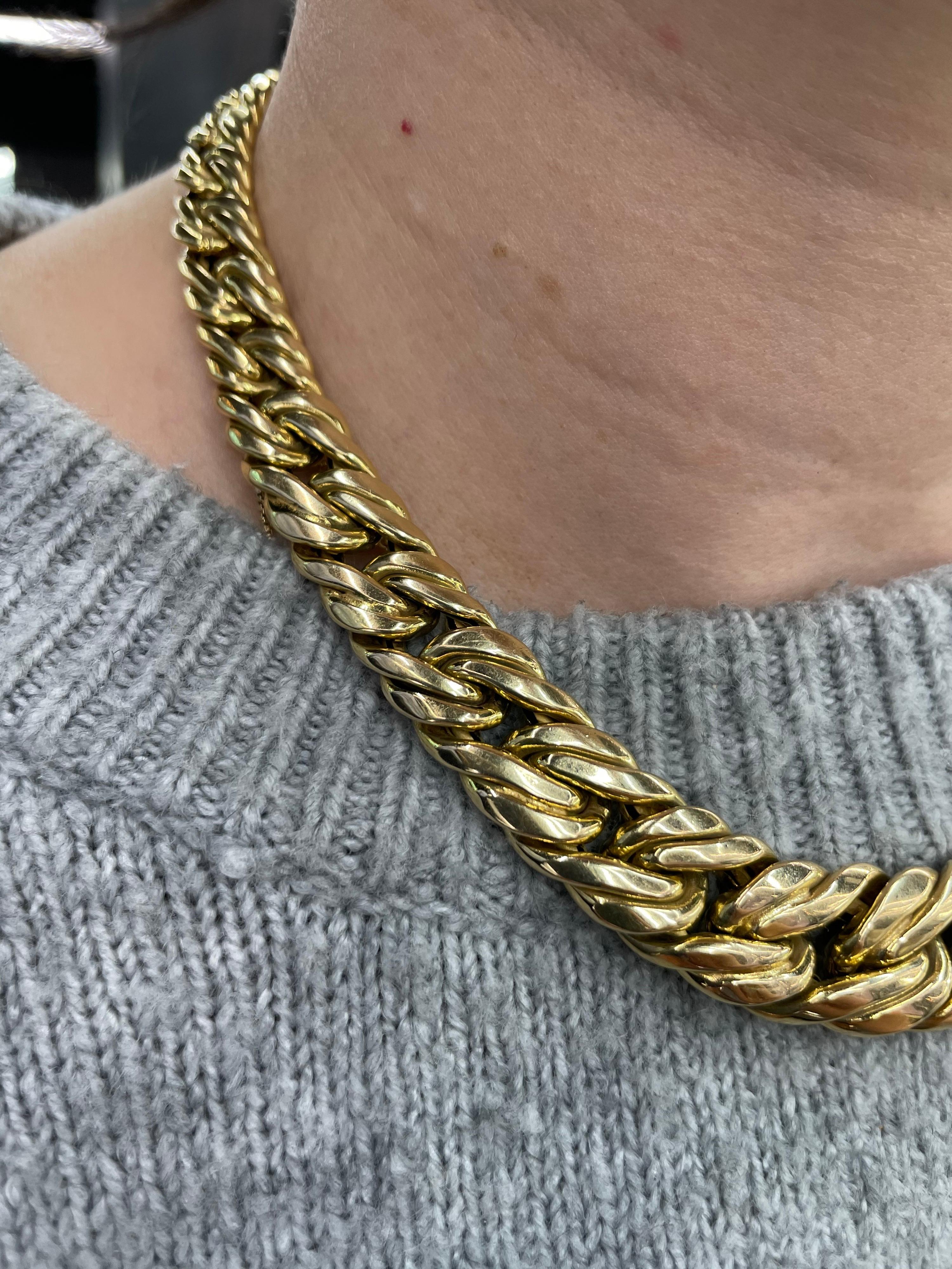 14 Karat Yellow Gold Italian Braided Link Necklace 56 Grams For Sale 1