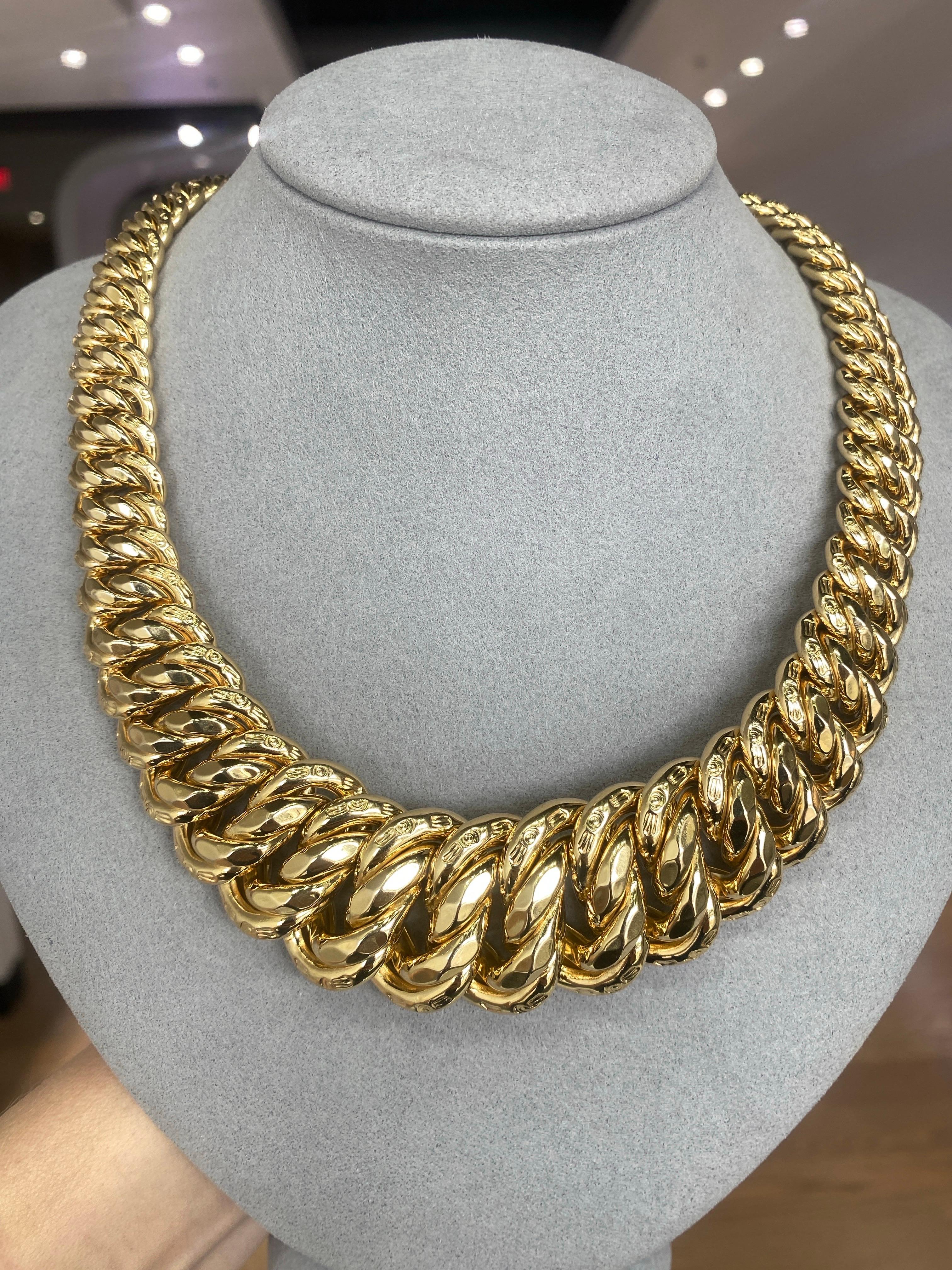 Collier italien en or jaune 14 carats Unisexe en vente