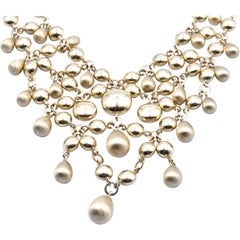 14 Karat Yellow Gold Italian Designed Multi-Strand Drop Necklace