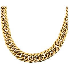 14 Karat Yellow Gold Italian Graduated Link Necklace 55.1 Grams