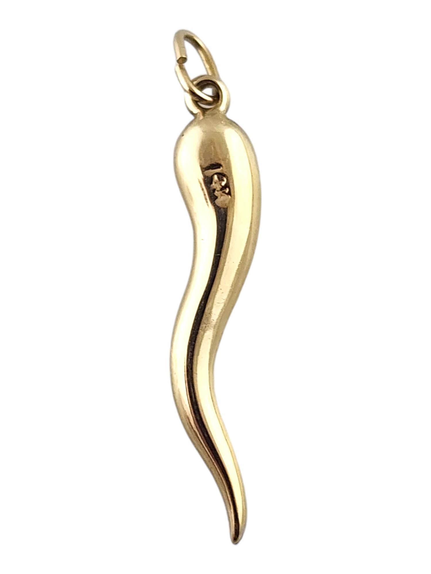 14 Karat Yellow Gold Italian Horn Charm #19294 In Good Condition In Washington Depot, CT