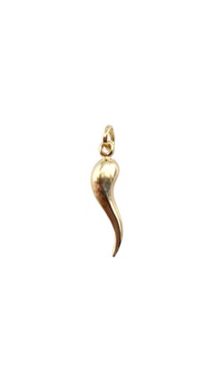 Amuleto de cuerno italiano de oro amarillo de 14 quilates #22260