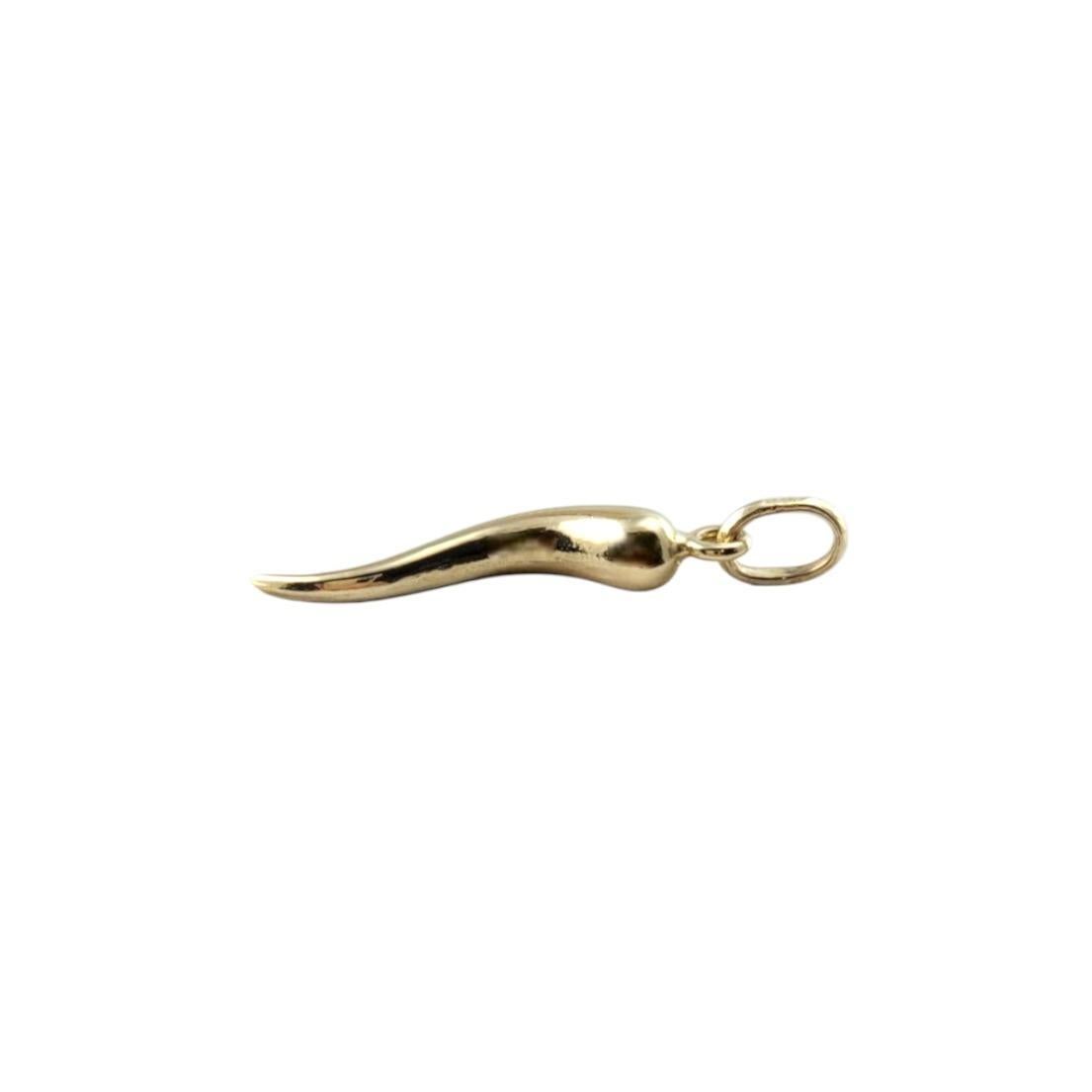 Colgante de cuerno italiano de oro amarillo de 14 quilates #21486 1