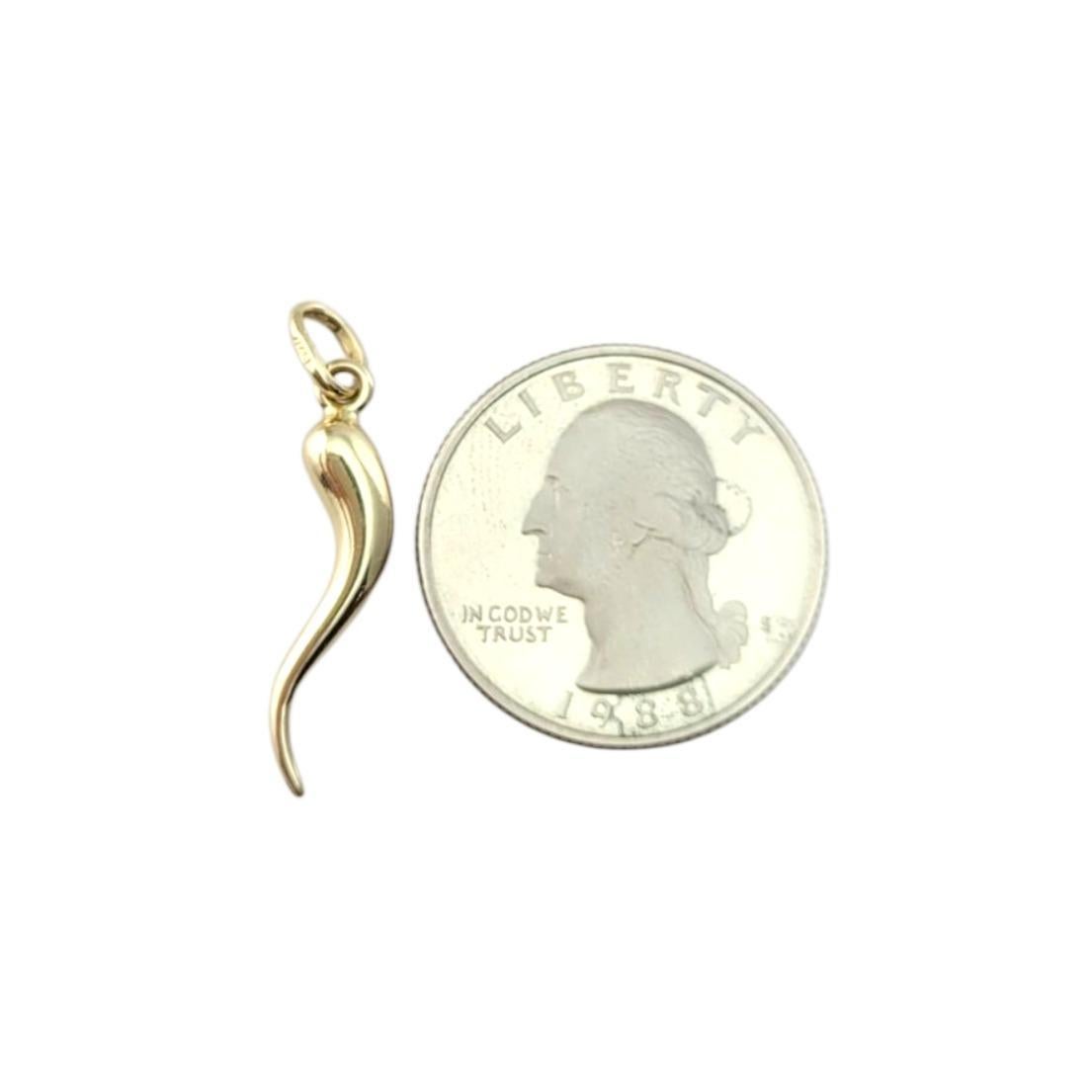 Colgante de cuerno italiano de oro amarillo de 14 quilates #21486 2