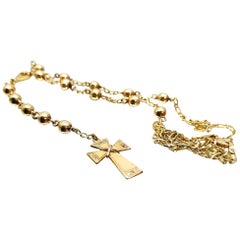 14 Karat Yellow Gold Italian Rosary Necklace