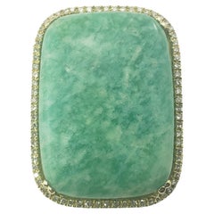 Bague en or jaune 14 carats avec amazonite et diamants