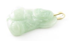 14 Karat Yellow Gold Jade Buddha Pendant