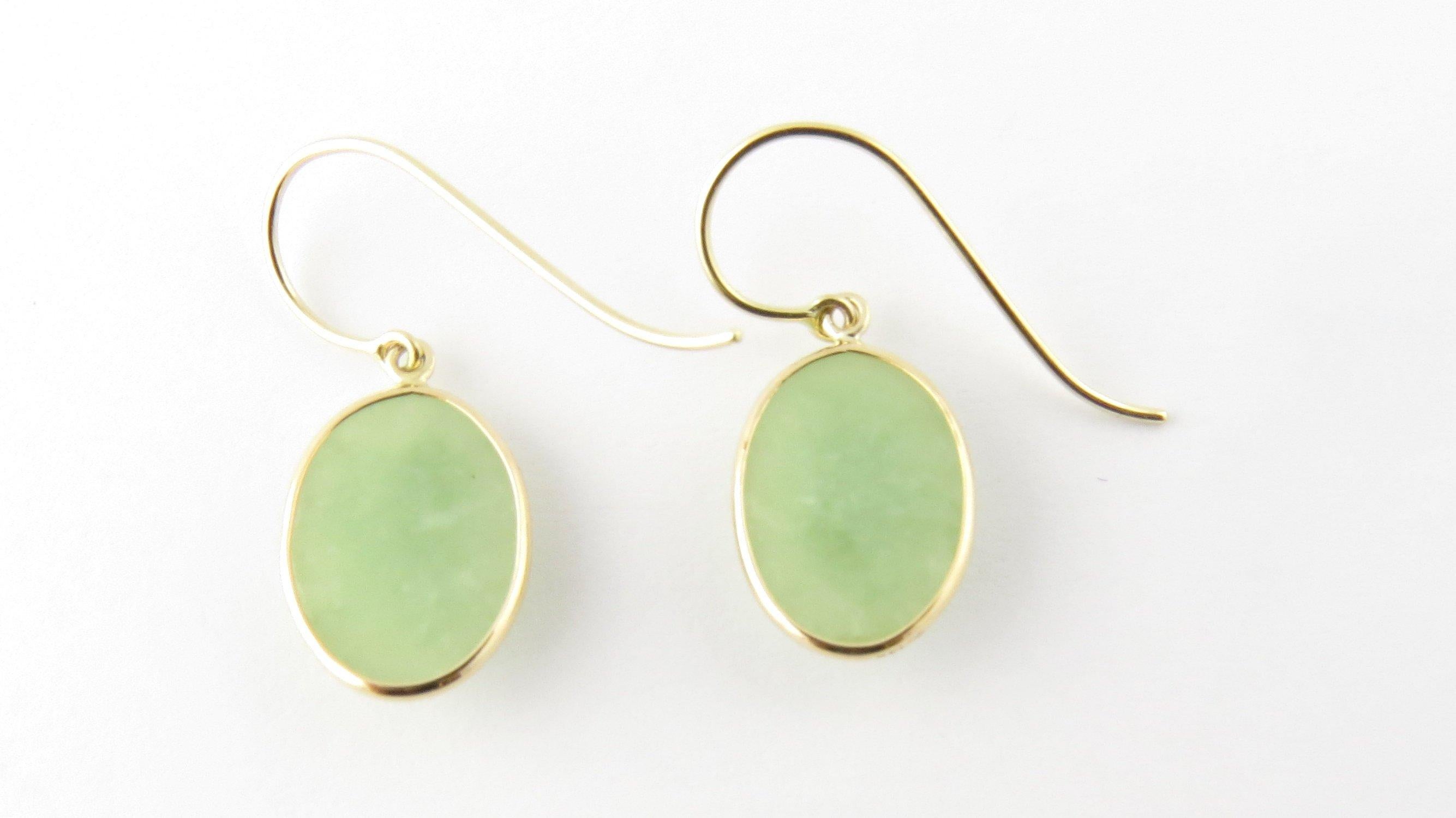 14 Karat Yellow Gold Jade Earrings 1