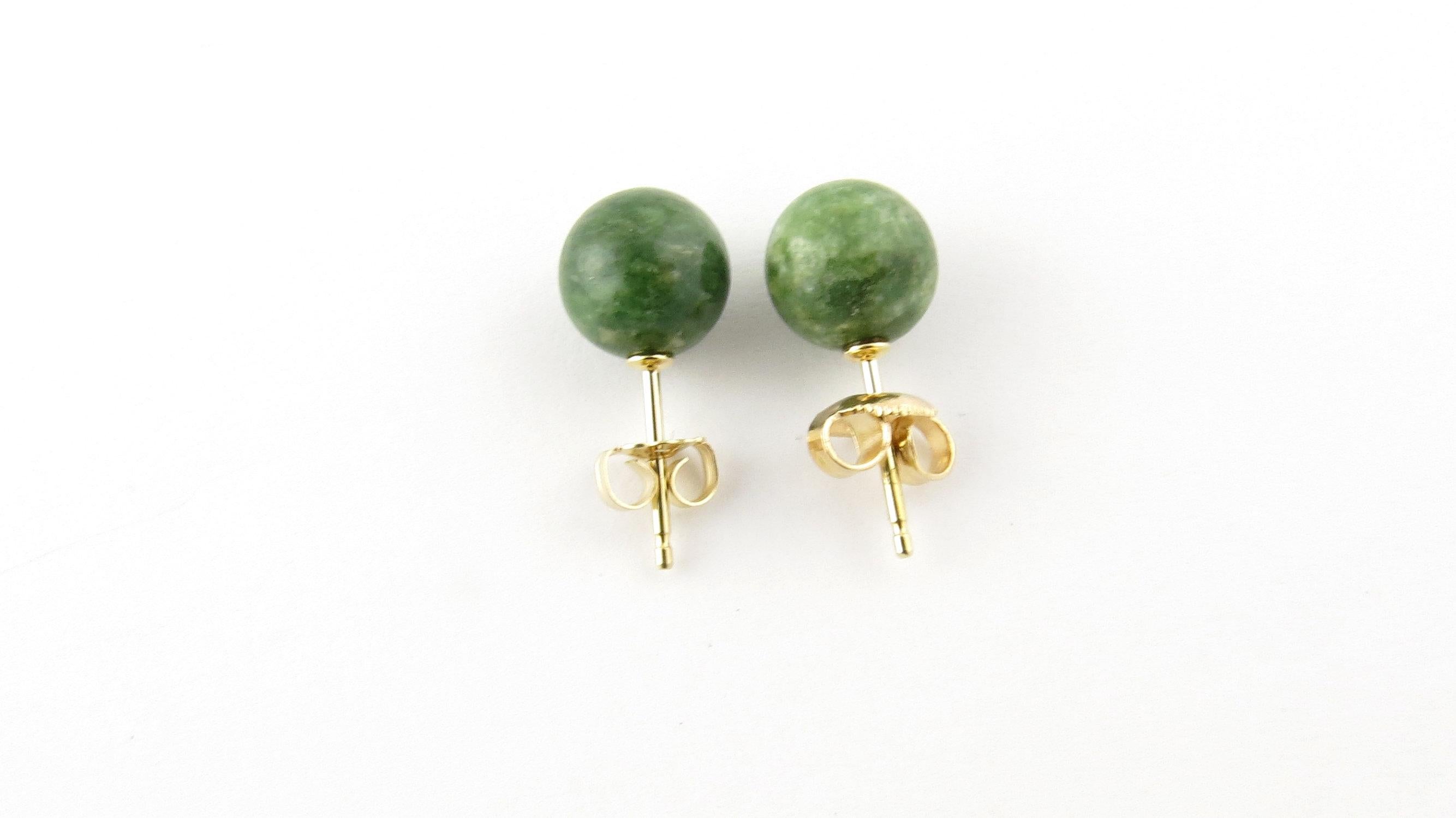 14 Karat Yellow Gold Jade Earrings 2