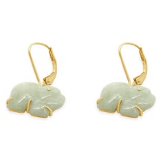 14 Karat Yellow Gold Jade Elephant Earrings