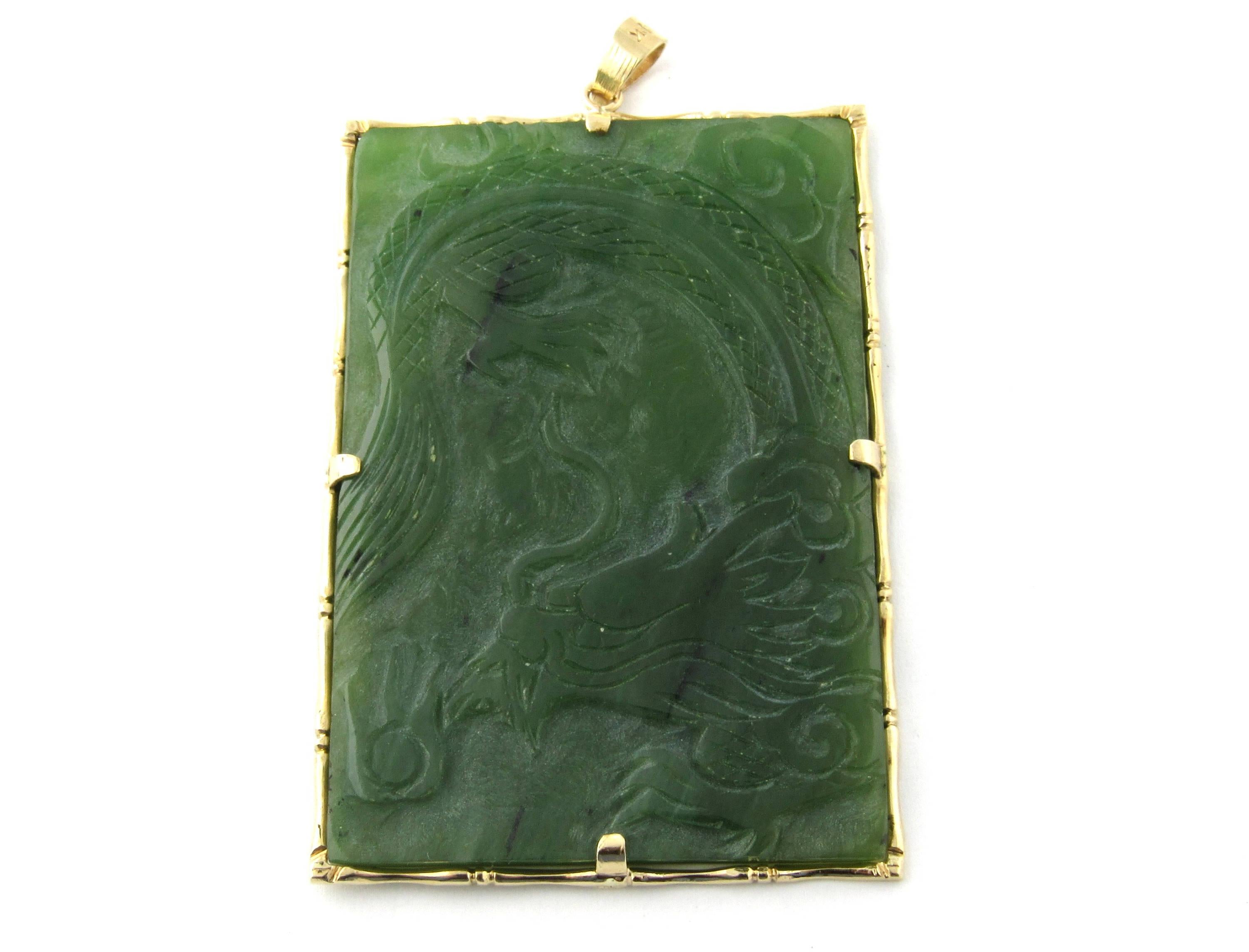 14 Karat Yellow Gold Jade Pendant 1