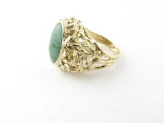 14 Karat Yellow Gold Genuine Jade Ring