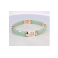 14 Karat Gelbgold Jade Station-Armband
