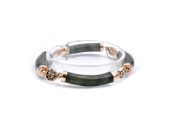 14 Karat Yellow Gold Jade Station Bracelet