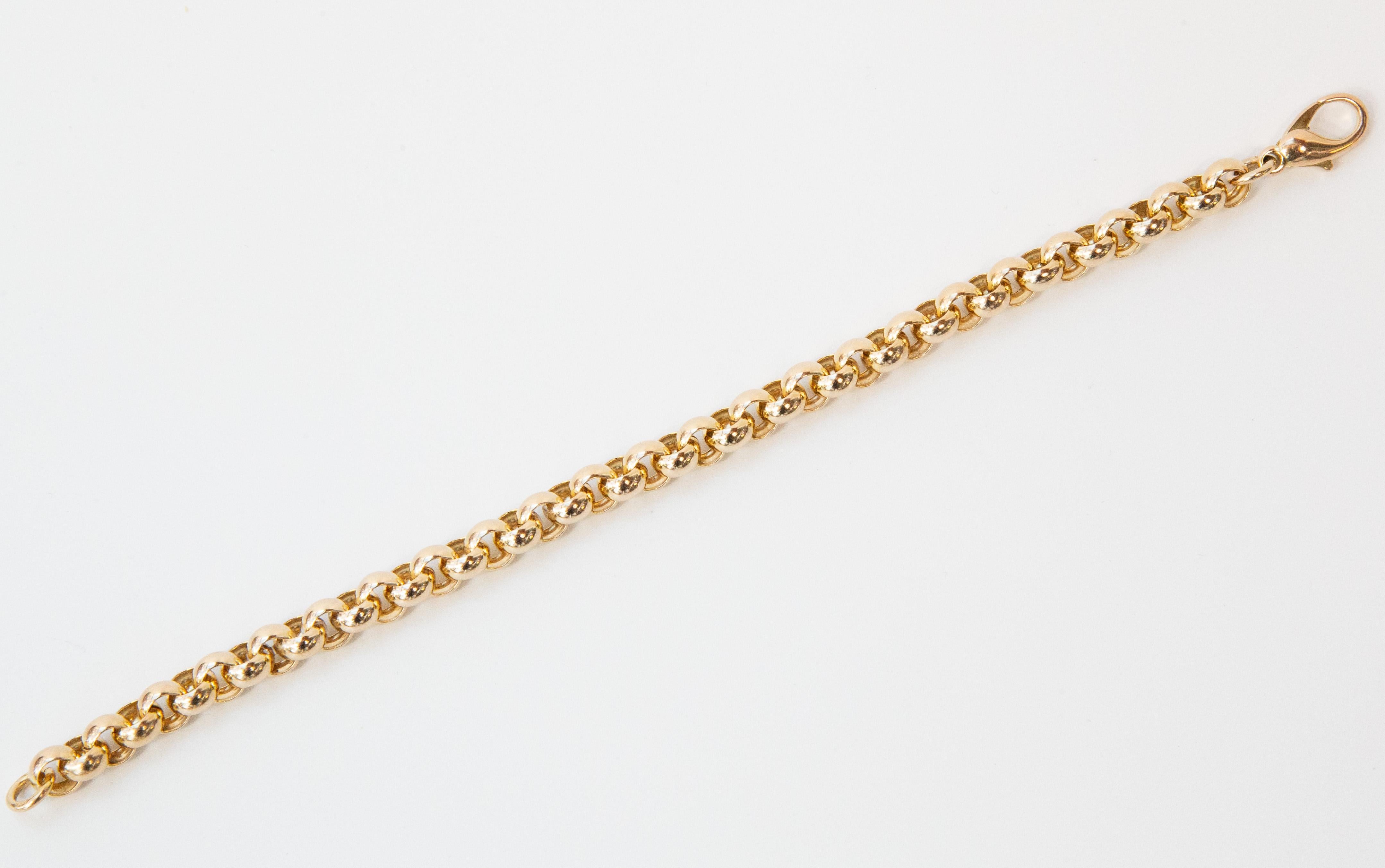 Women's or Men's 14 Karat Yellow Gold Jasseron Link Bracelet For Sale