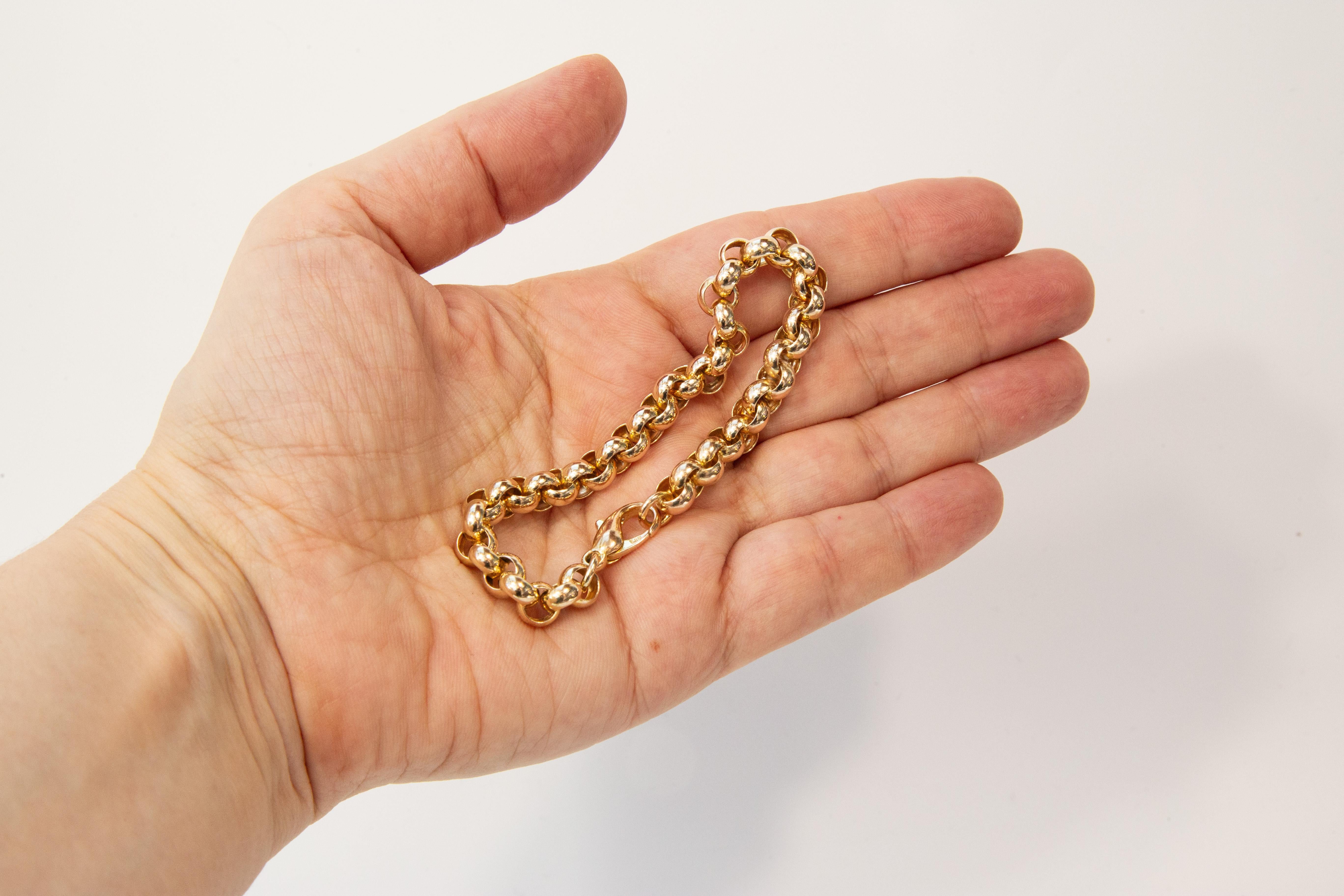 14 Karat Yellow Gold Jasseron Link Bracelet For Sale 1