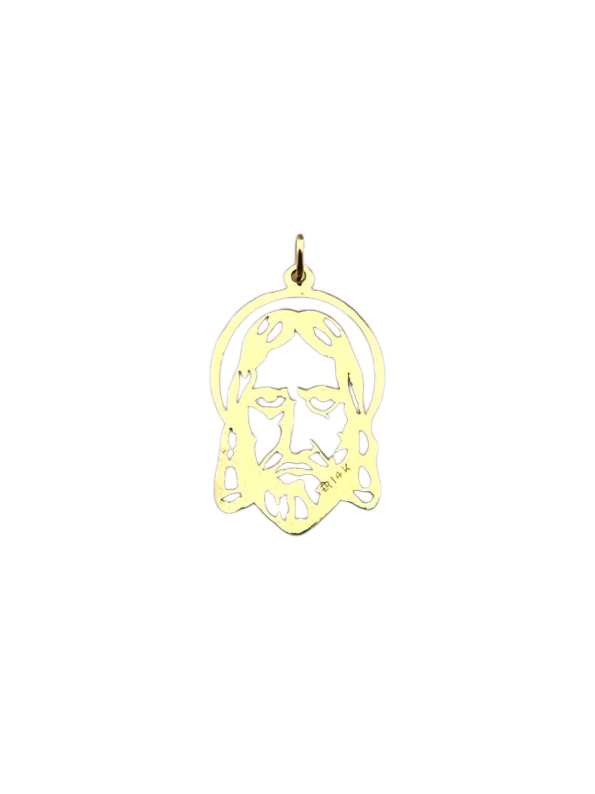 Contemporaneo Ciondolo con testa di Gesù Cristo in oro giallo 14 carati #23035 in vendita