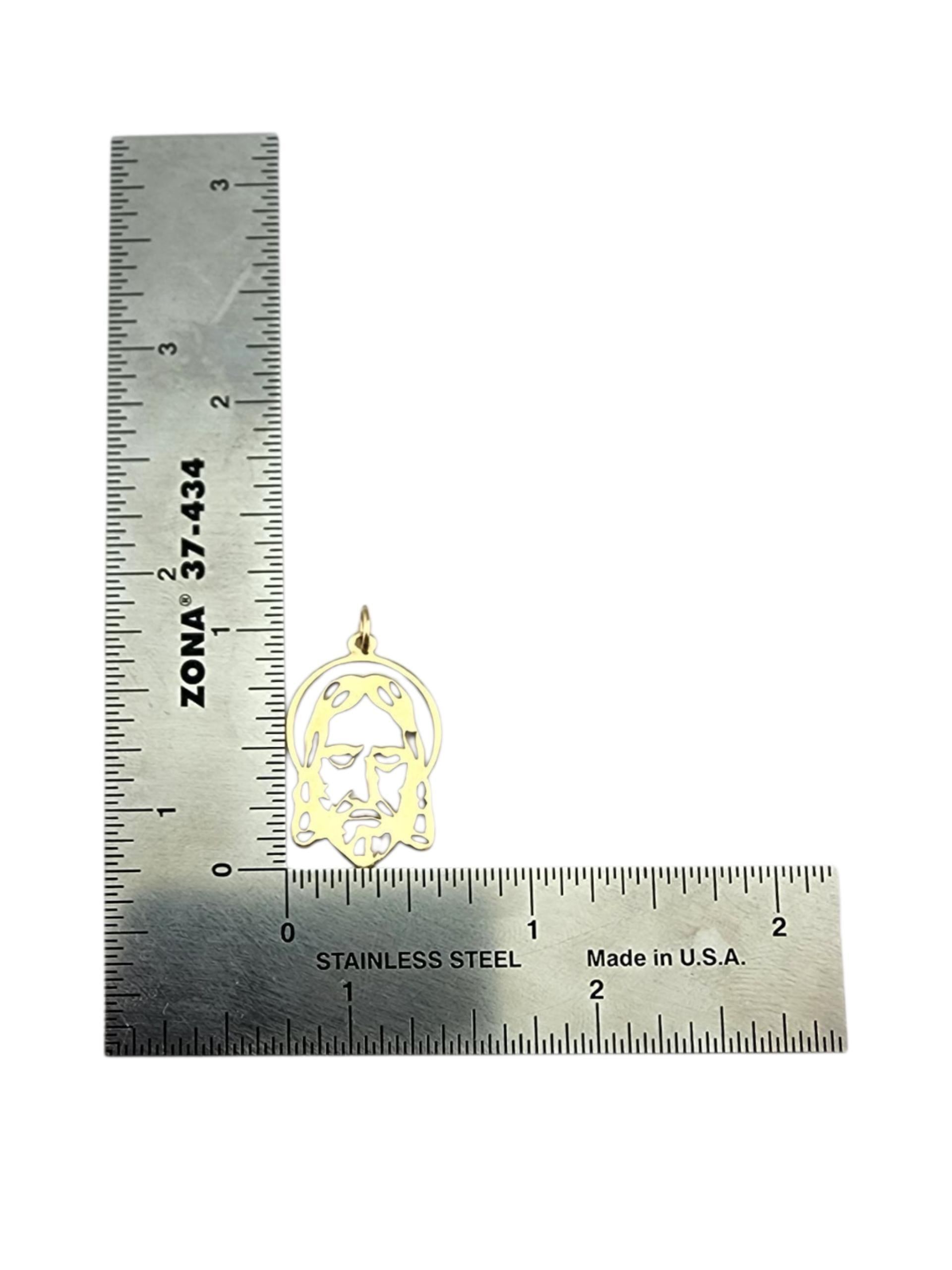Ciondolo con testa di Gesù Cristo in oro giallo 14 carati #23035 in vendita 3