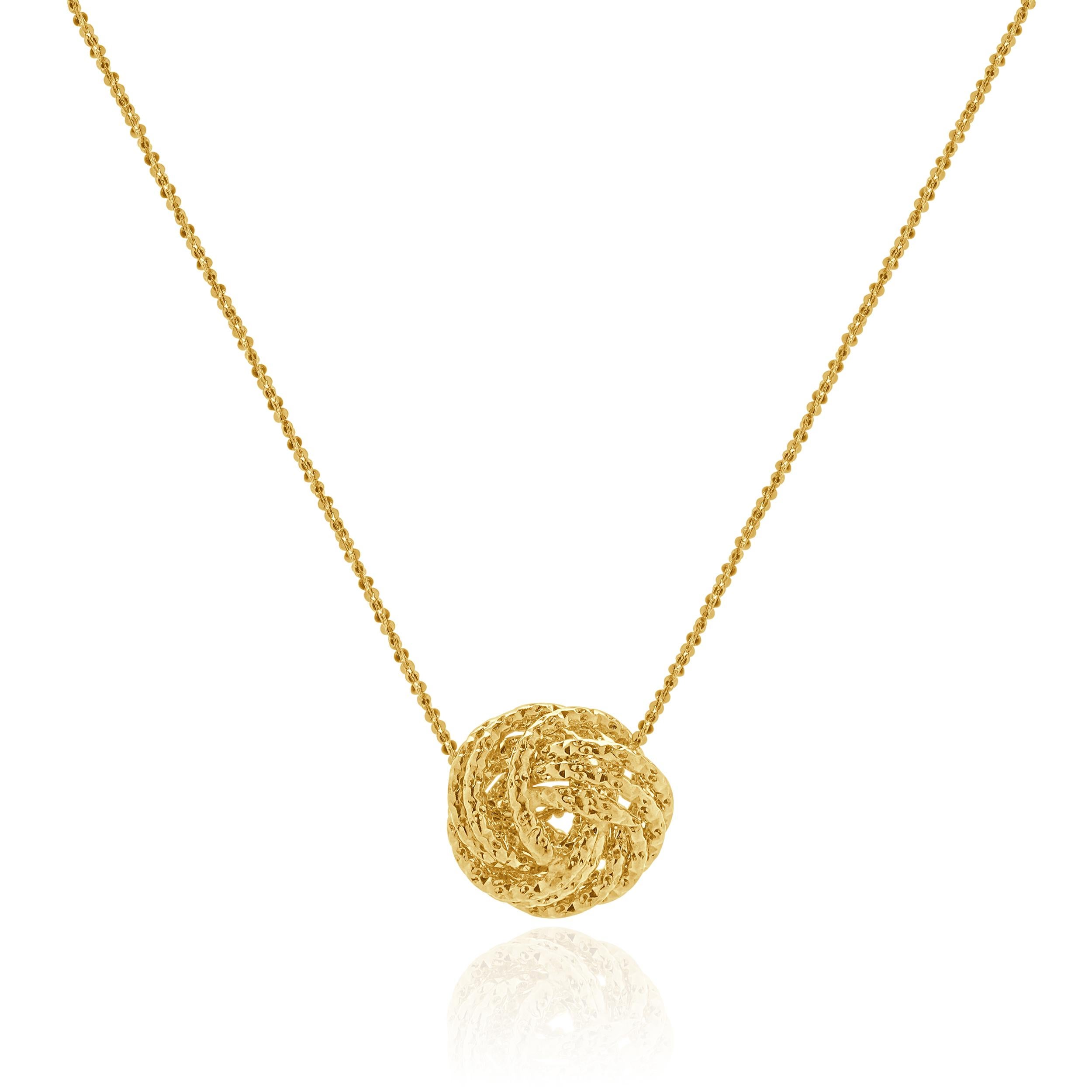Women's 14 Karat Yellow Gold Knot Necklace For Sale