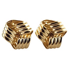 14 Karat Yellow Gold Knot Stud Earrings #19190
