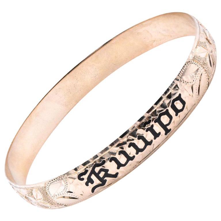 14 Karat Yellow Gold “Kuuipo” Hawaiian Heirloom Bangle Bracelet at