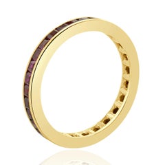 14 Karat Yellow Gold Lab Grown Ruby Eternity Band