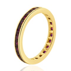 14 Karat Yellow Gold Lab Grown Ruby Eternity Band