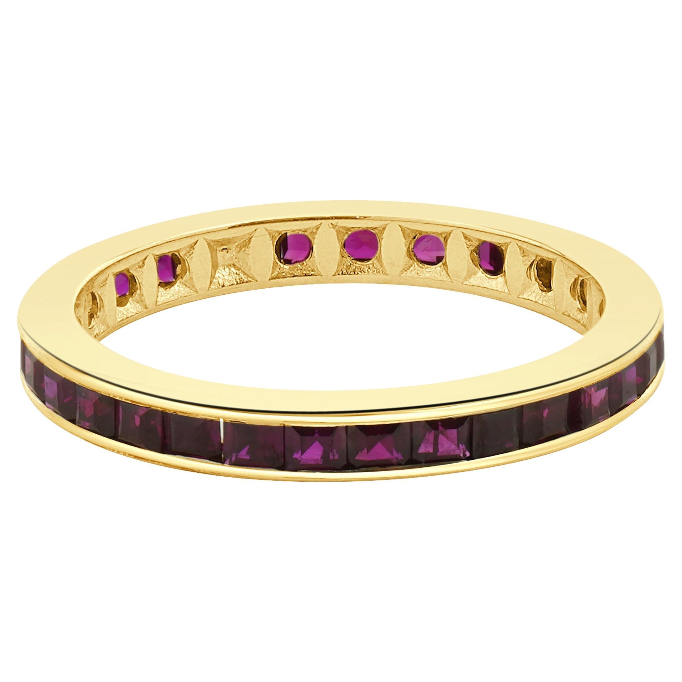 14 Karat Yellow Gold Lab Grown Ruby Eternity Band