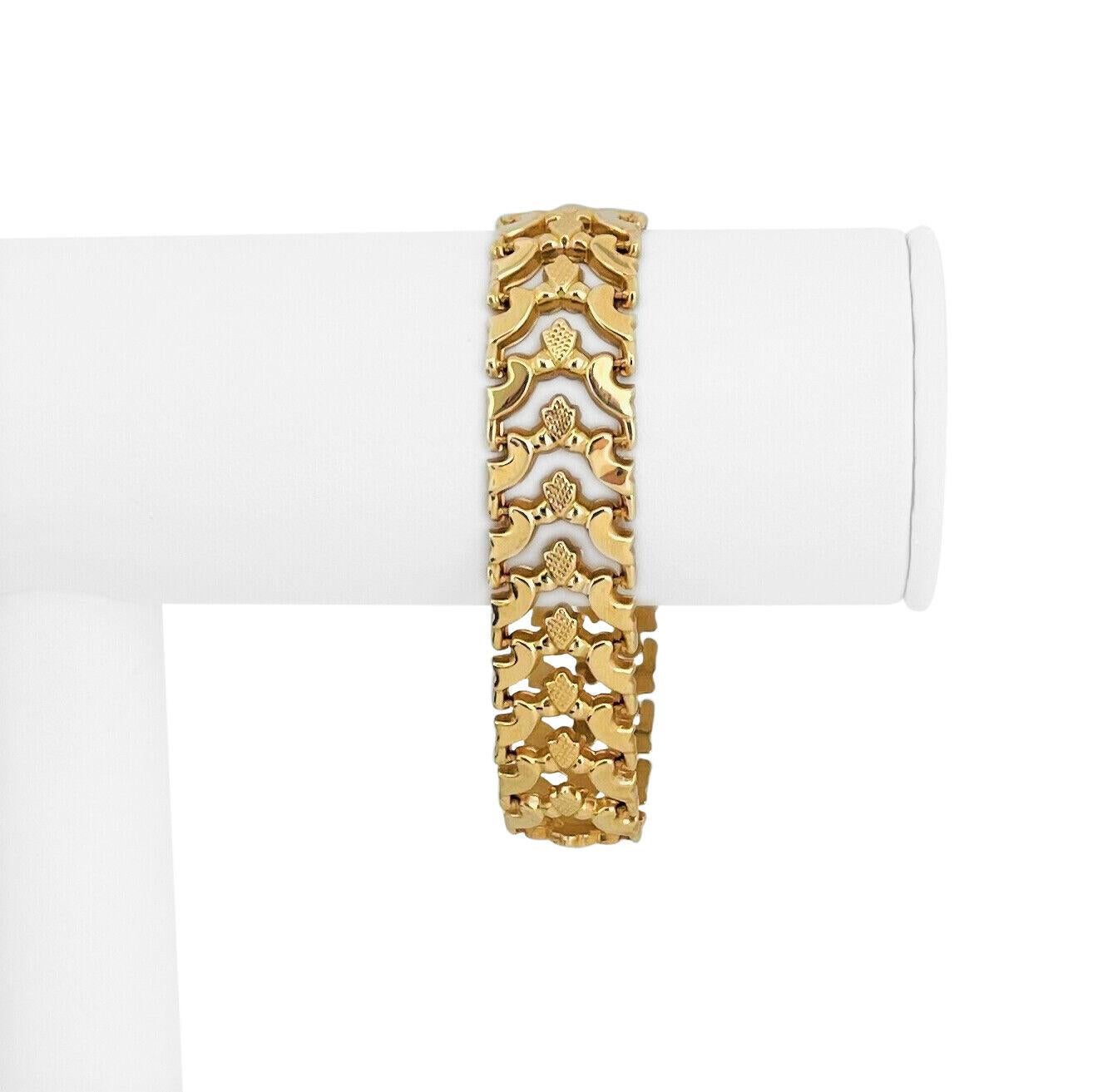 14k Yellow Gold 15.9g Ladies Aurafin 15mm Fancy Link Bracelet Italy 7