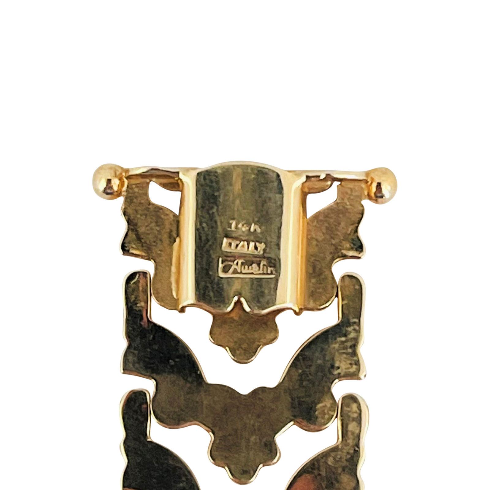 14 Karat Yellow Gold Ladies Aurafin Fancy Link Bracelet Italy In Good Condition In Guilford, CT
