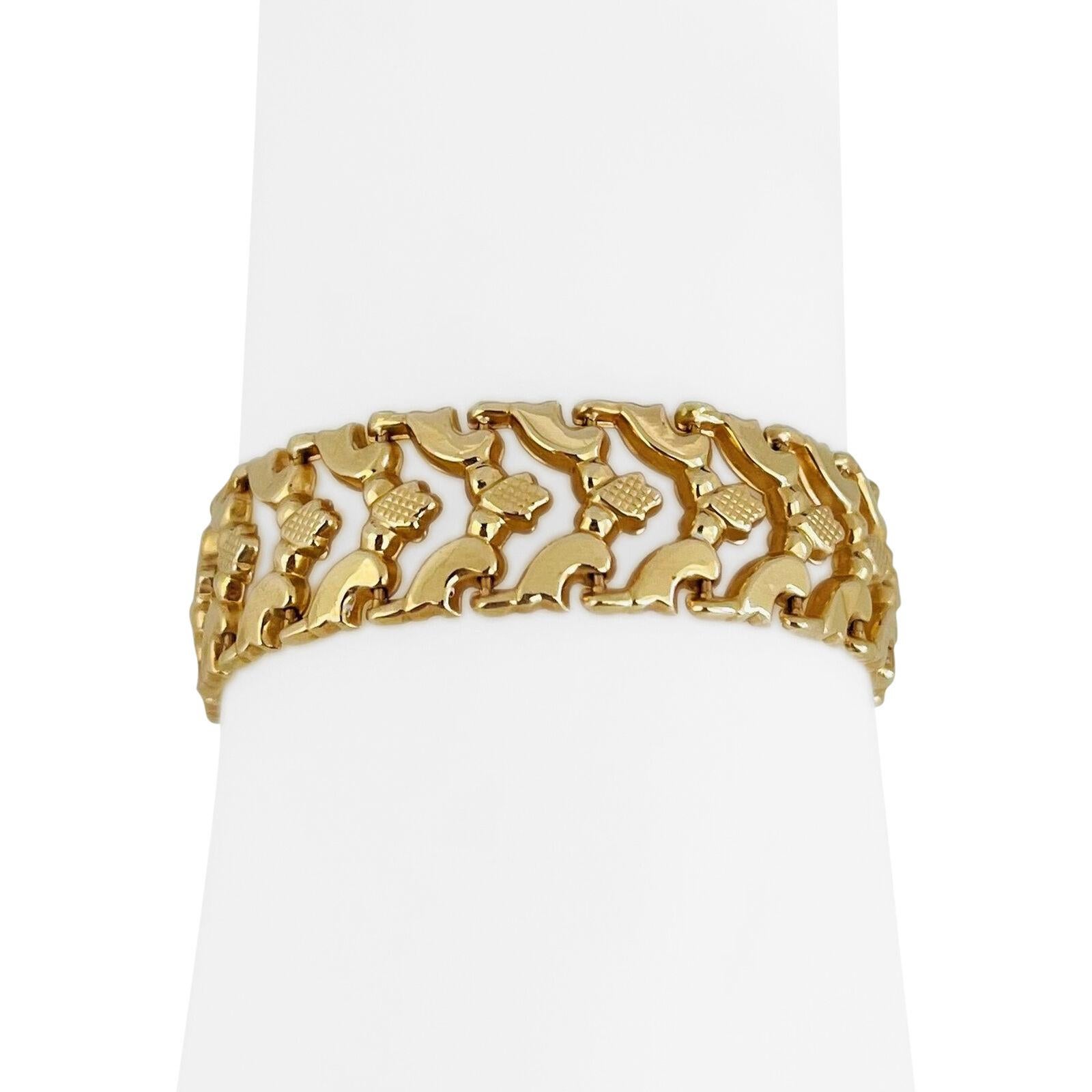 Women's 14 Karat Yellow Gold Ladies Aurafin Fancy Link Bracelet Italy