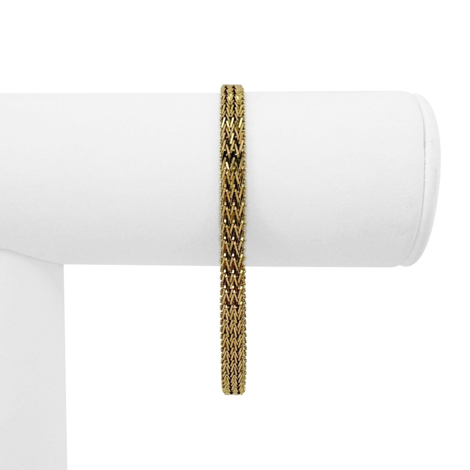 14k Gelbgold 11,7g Damen 5mm Perlen Weizen Link Armband Mexiko 7,25