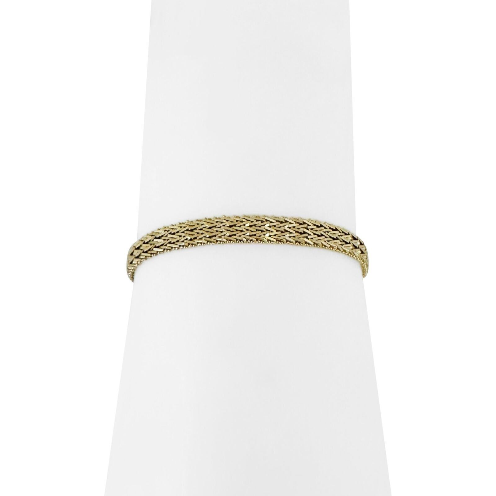 14 Karat Gelbgold Damen Perlen Weizen-Gliederarmband Mexiko 4