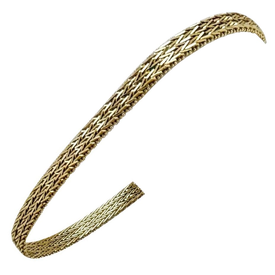 14 Karat Gelbgold Damen Perlen Weizen-Gliederarmband Mexiko