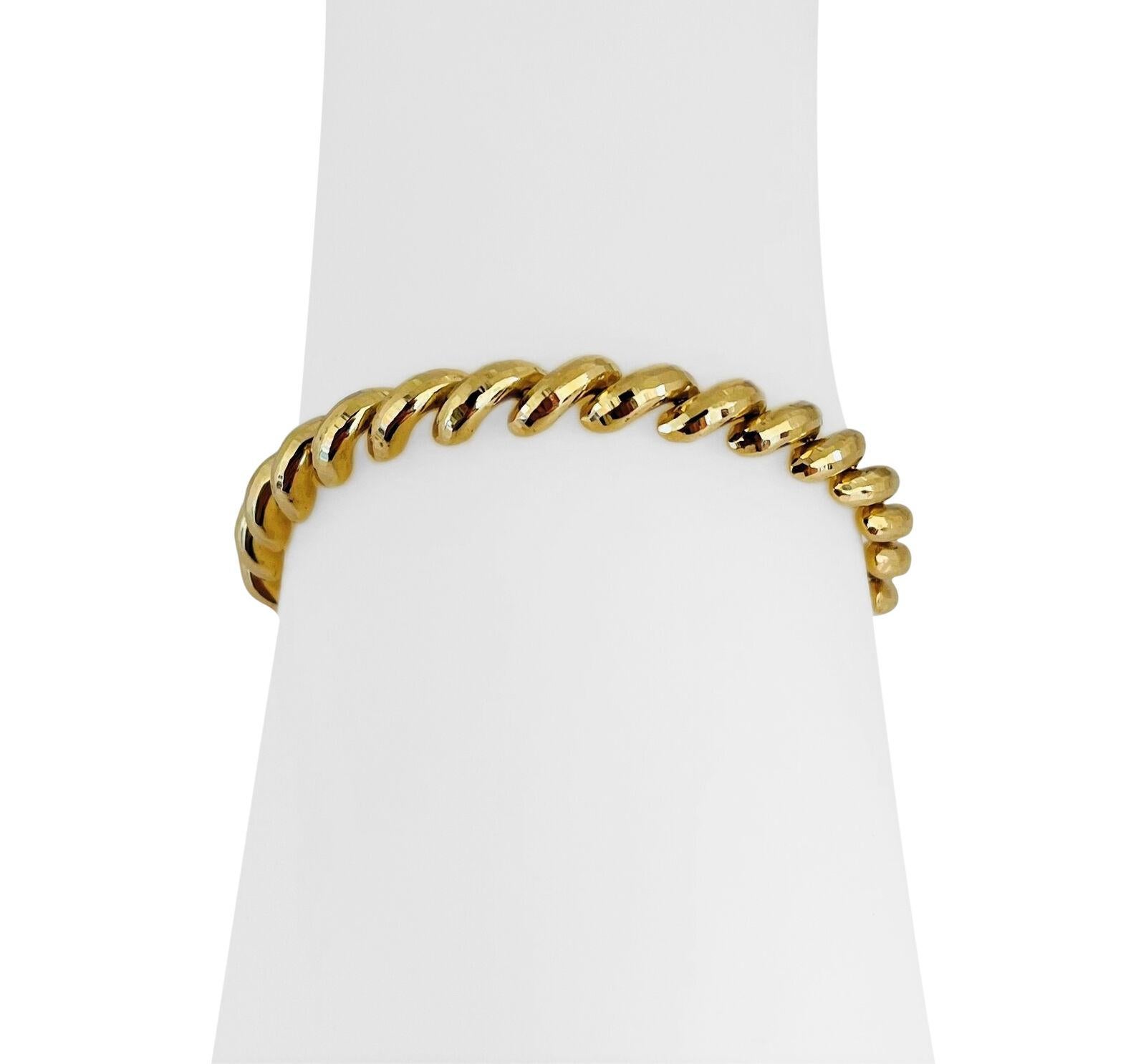 14 Karat Yellow Gold Ladies Beveled Macaroni San Marco Link Bracelet  1
