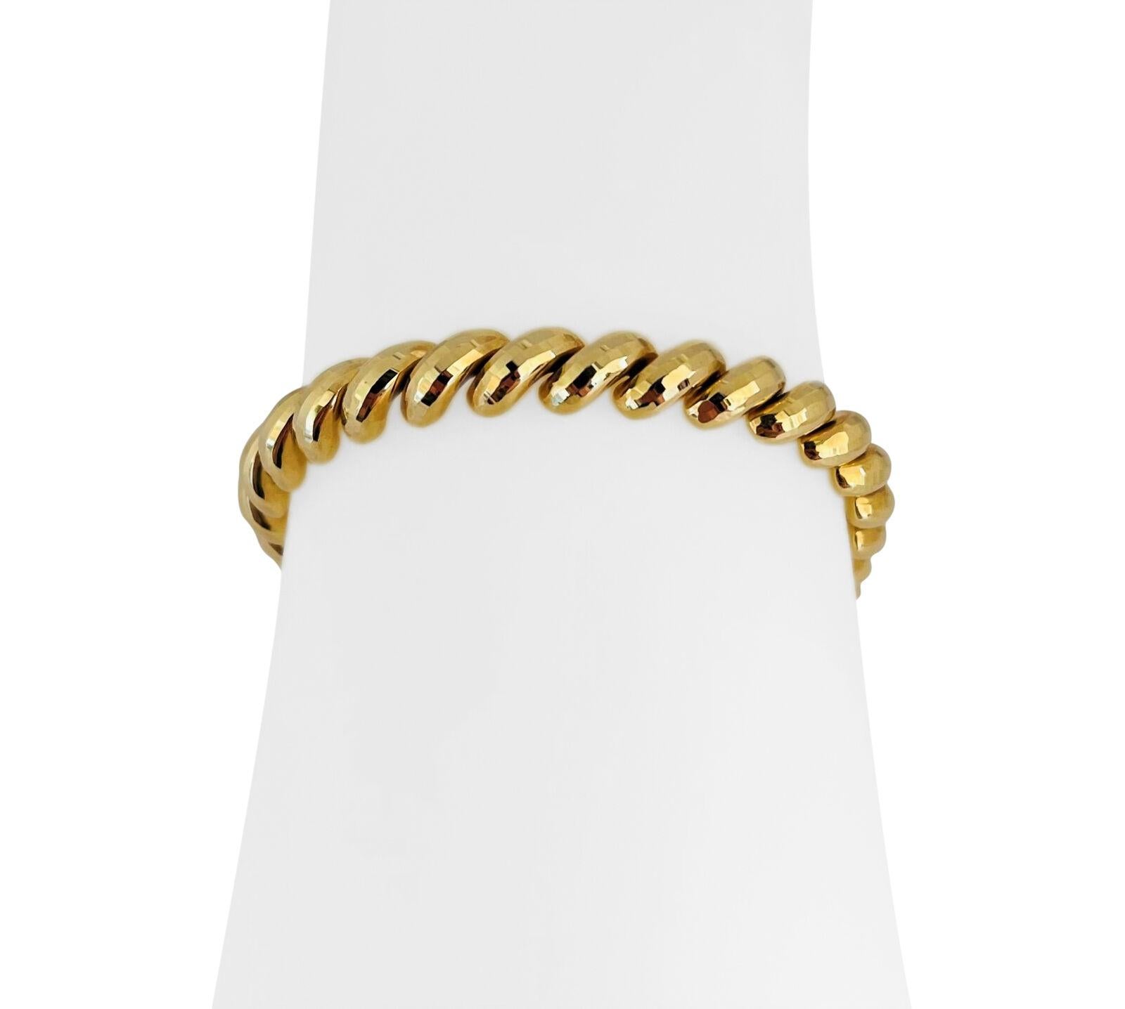 14 Karat Yellow Gold Ladies Beveled Macaroni San Marco Link Bracelet 1