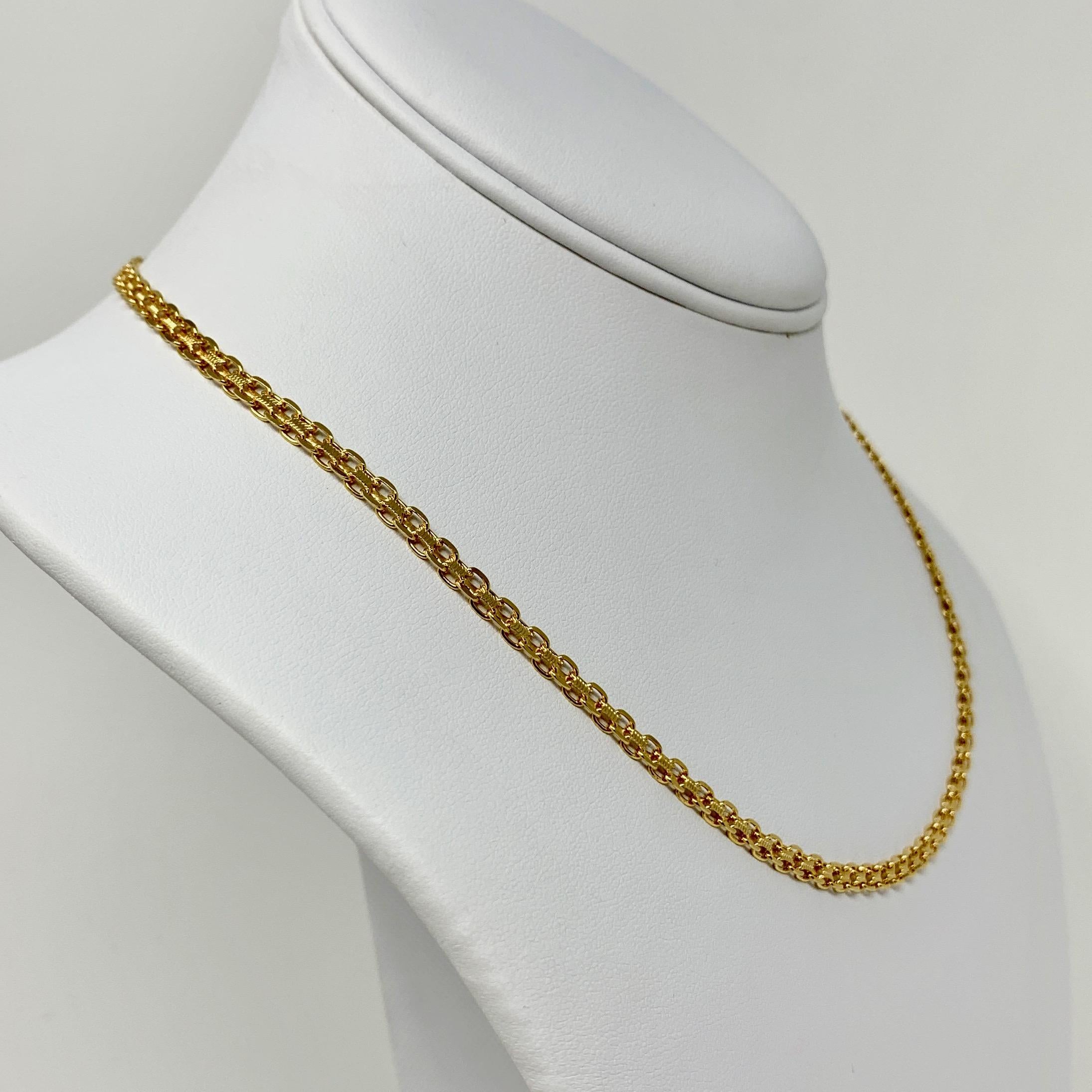 14k Yellow Gold Ladies 3.5mm Bismark Link Chain Necklace Italy 18