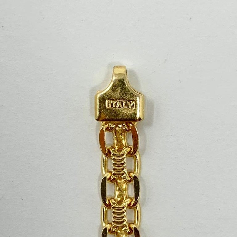 14 Karat Yellow Gold Ladies Bismark Link Chain Necklace For Sale at 1stDibs